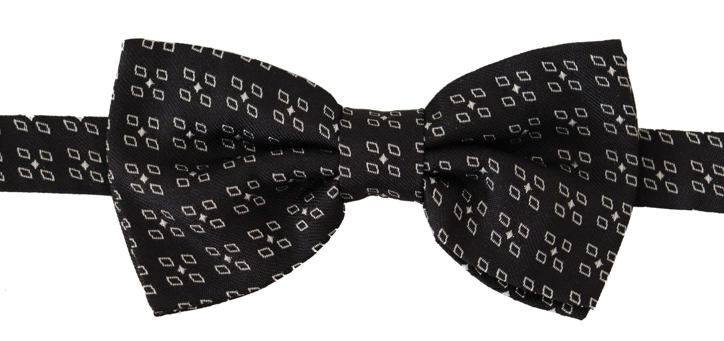 Dolce & Gabbana Schwarz-Weiß gepunktet 100% Seide Hals Papillon Krawatte