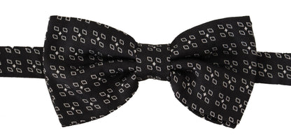 Dolce & Gabbana Schwarz-Weiß gepunktet 100% Seide Hals Papillon Krawatte