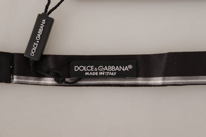 Dolce & Gabbana Schwarz Grau gefüttert 100% Seide Hals Papillon Krawatte