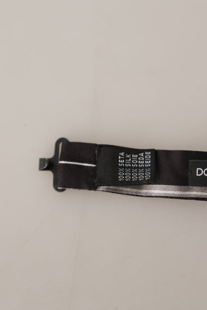 Dolce & Gabbana Schwarz Grau gefüttert 100% Seide Hals Papillon Krawatte