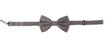 Dolce & Gabbana Grau 100% Seide Verstellbare Hals Papillon Krawatte