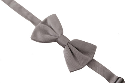 Dolce & Gabbana Grau 100% Seide Verstellbare Hals Papillon Krawatte