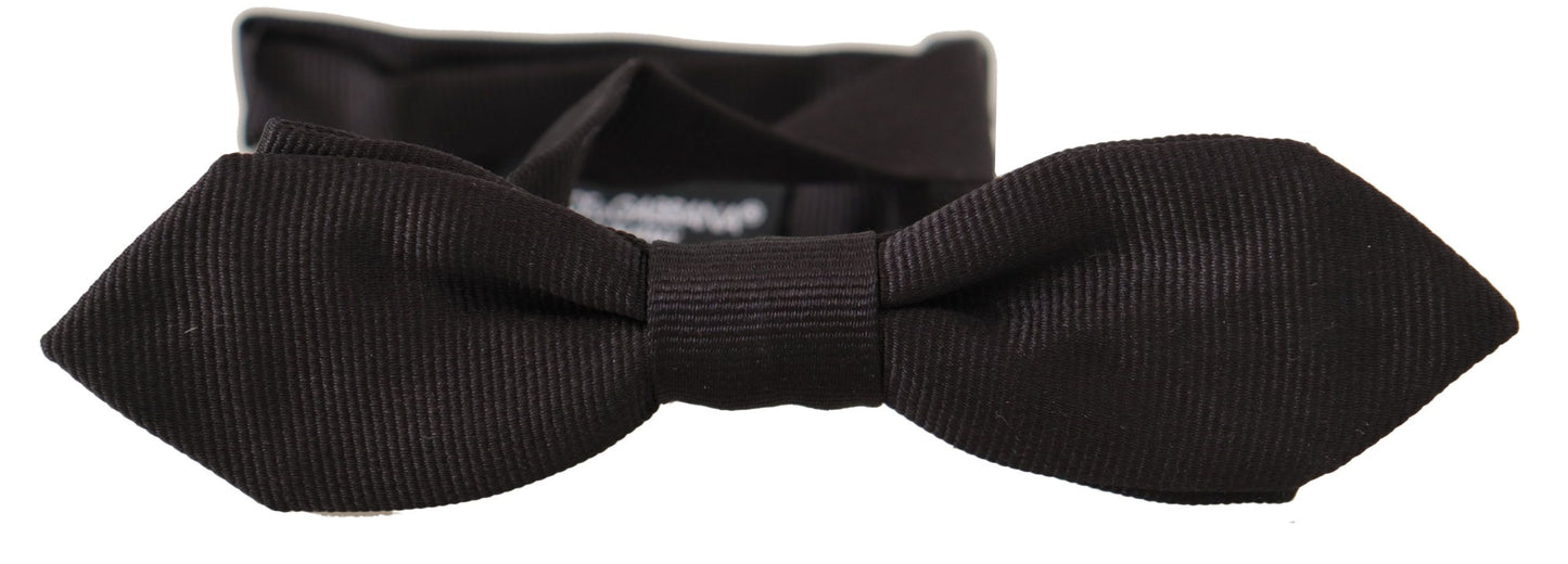 Dolce & Gabbana Schwarze solide 100% Seide Einstellbare Hals Papillon Krawatte