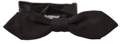 Dolce & Gabbana Schwarze solide 100% Seide Einstellbare Hals Papillon Krawatte