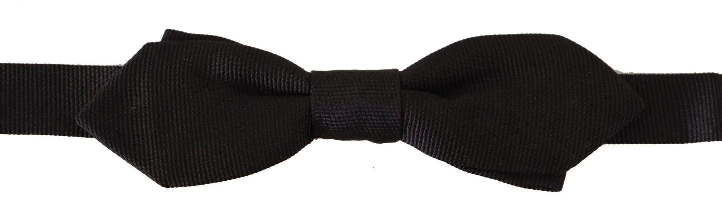 Dolce & Gabbana Schwarze solide 100% Seide Einstellbare Hals Papillon Krawatte