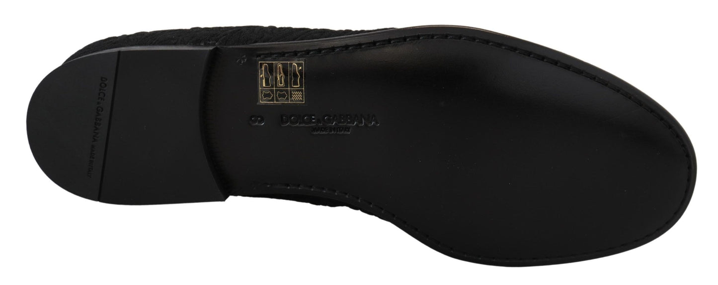 Dolce & Gabbana Schwarz Floral Jacquard Hausschuhe Loafers Schuhe