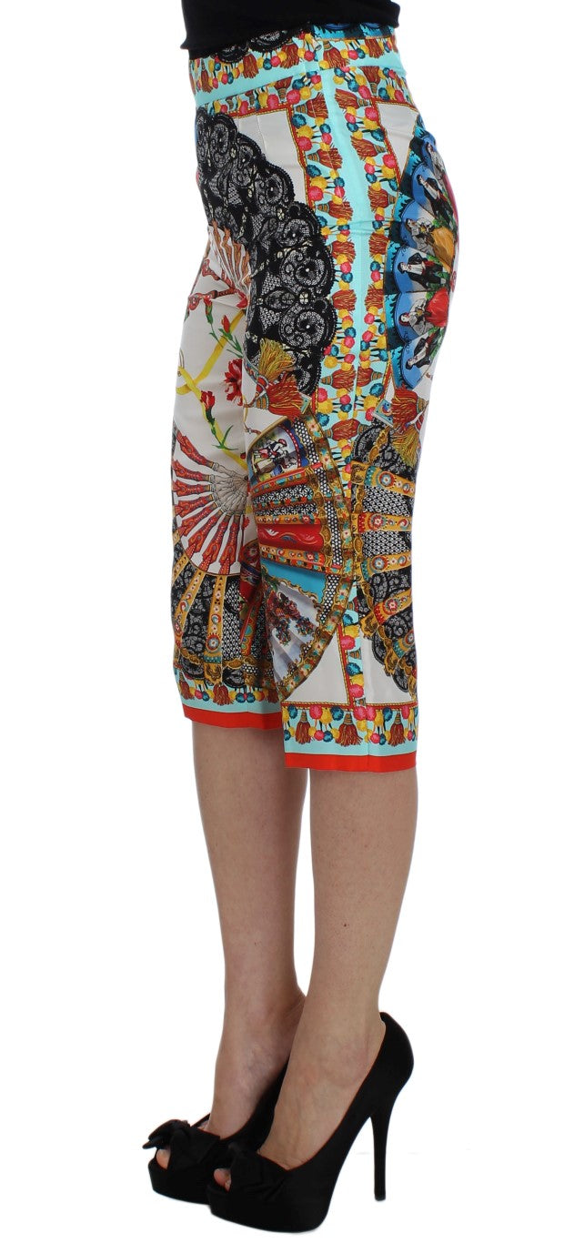 Dolce &amp; Gabbana Multicolored Majolica Silk Capri Pants