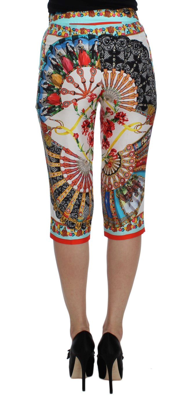 Dolce &amp; Gabbana Multicolored Majolica Silk Capri Pants