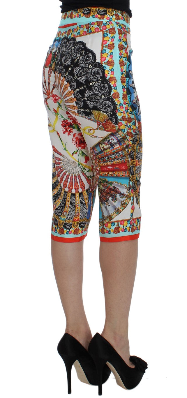 Dolce &amp; Gabbana Multicolored Majolica Silk Capri Pants