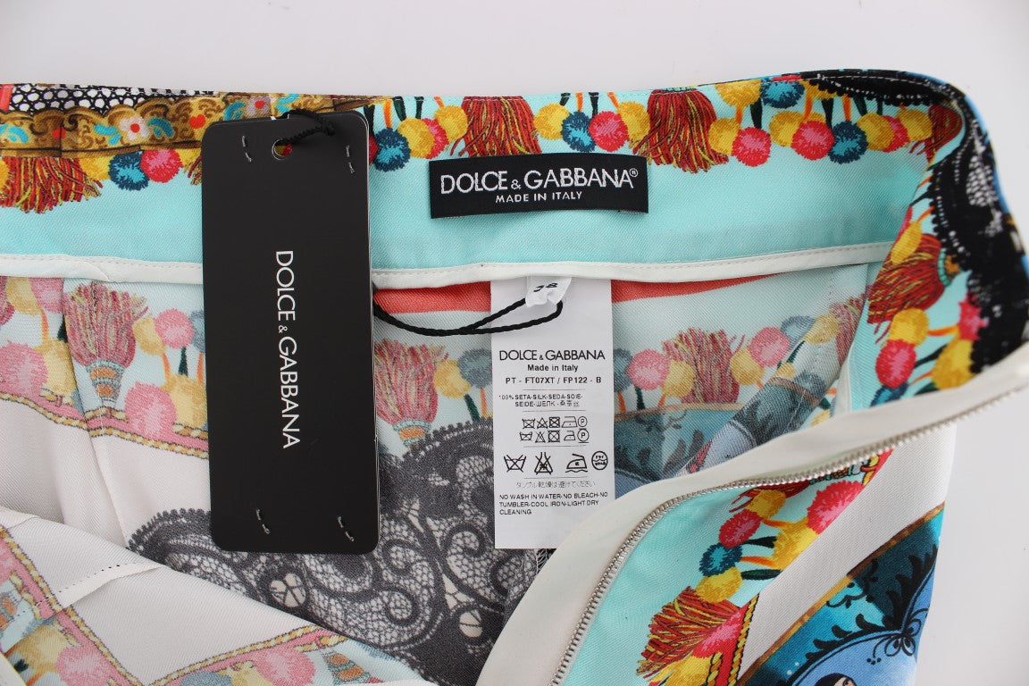 Dolce &amp; Gabbana Multicolored Majolica Silk Capri Pants