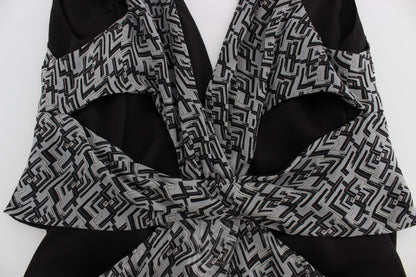 Karl Lagerfeld Graues Schwarzes Seidenblusentop