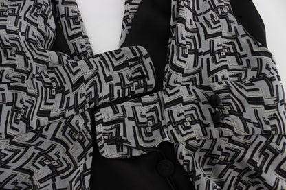 Karl Lagerfeld Graues Schwarzes Seidenblusentop