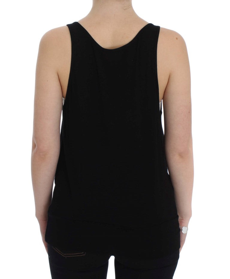 PLEIN SUD Schwarze ärmellose Stretch-Bluse
