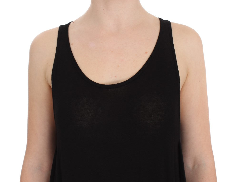 PLEIN SUD Schwarze ärmellose Stretch-Bluse