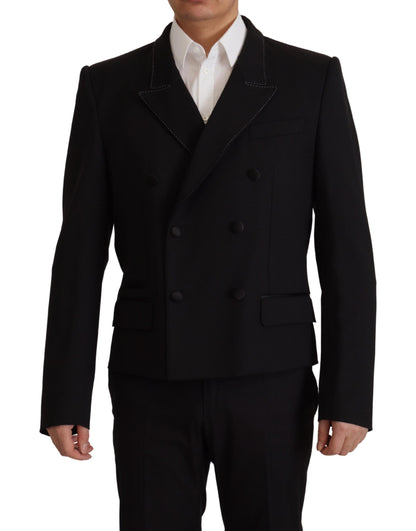 Dolce & Gabbana Schwarzer doppelreihiger Mantel Blazer Jacke