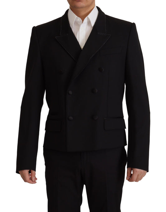 Dolce & Gabbana Schwarzer doppelreihiger Mantel Blazer Jacke