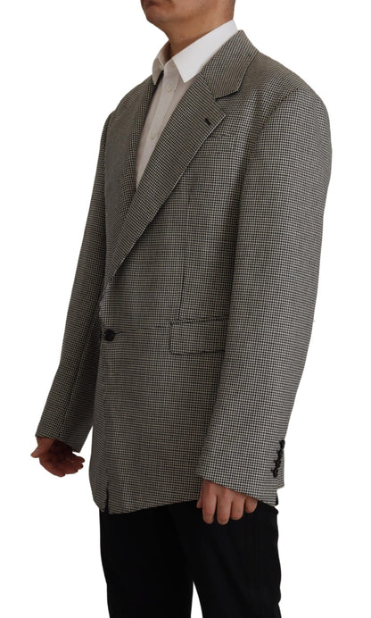 Dolce & Gabbana Graue karierte einreihige Jacke Blazer