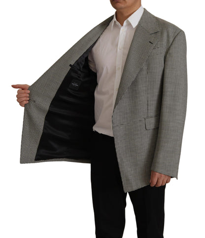 Dolce & Gabbana Graue karierte einreihige Jacke Blazer