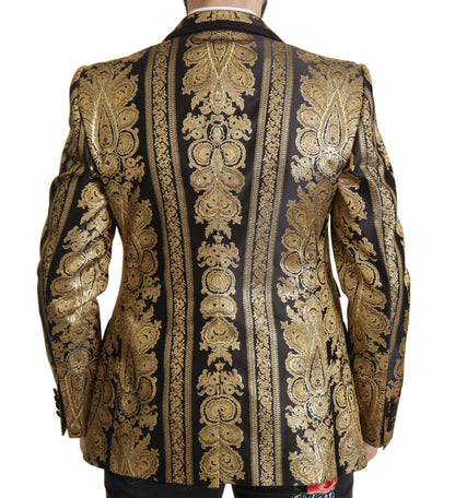Dolce & Gabbana Schwarzer Gold-Jacquard-Blazer einreihig