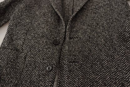Dolce & Gabbana Grauer einreihiger Fantasy-Blazer aus Baumwolle