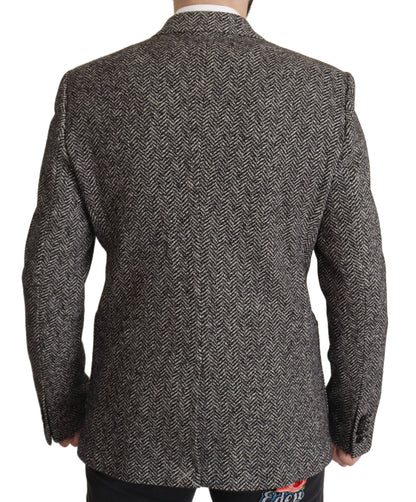 Dolce & Gabbana Grauer einreihiger Fantasy-Blazer aus Baumwolle