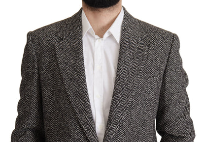 Dolce & Gabbana Grauer einreihiger Fantasy-Blazer aus Baumwolle
