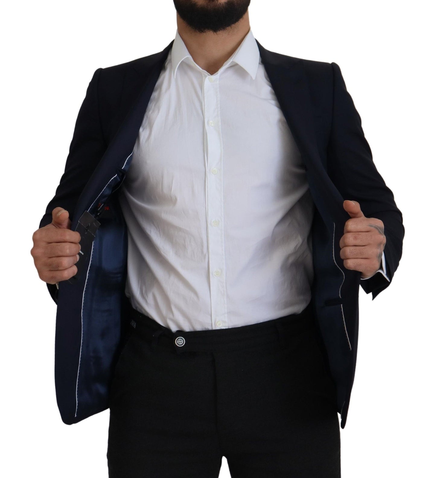 Dolce & Gabbana Blauer einreihiger Wollmantel Blazer