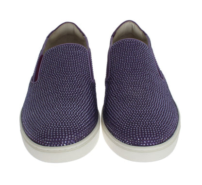 Dolce & Gabbana Lila Strass Canvas Logo Sneakers