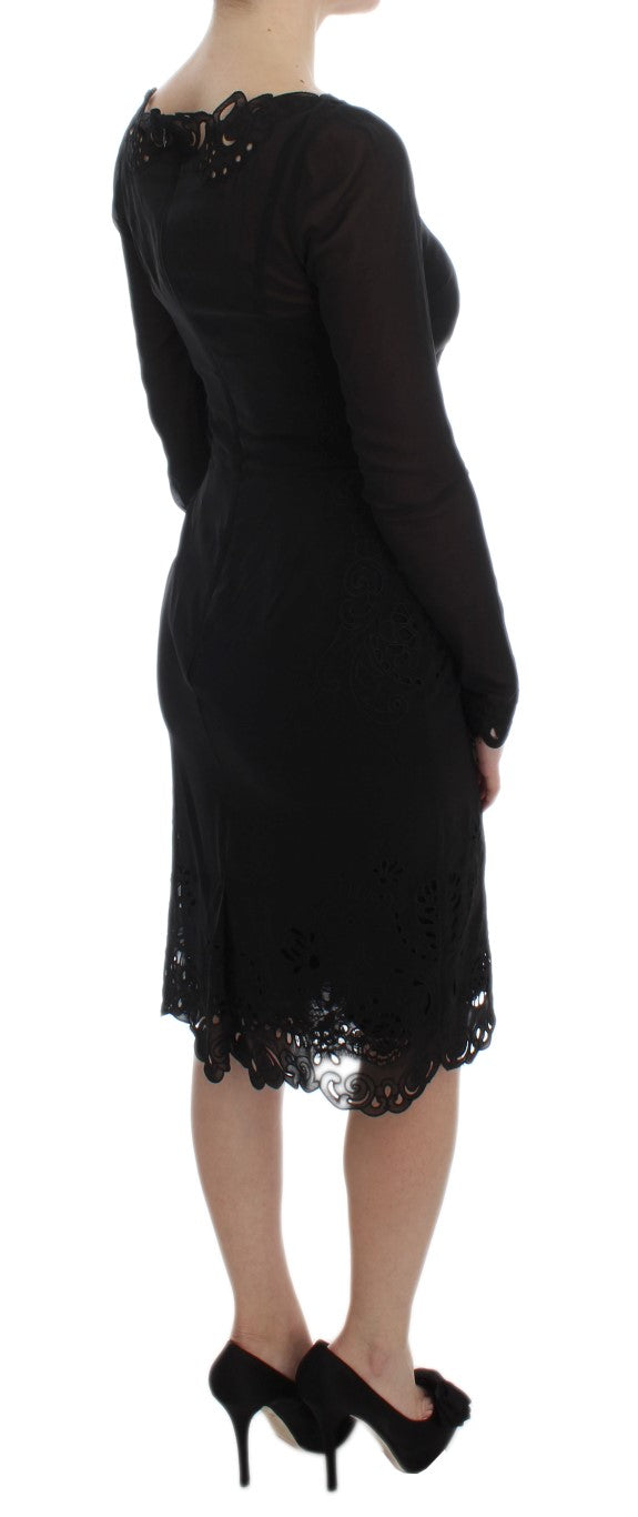 Dolce & Gabbana Schwarzes Seiden-Stretch-Etuikleid