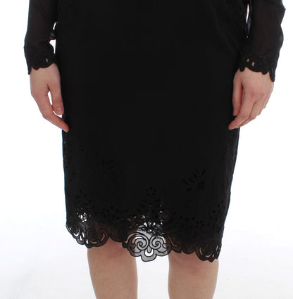 Dolce & Gabbana Schwarzes Seiden-Stretch-Etuikleid