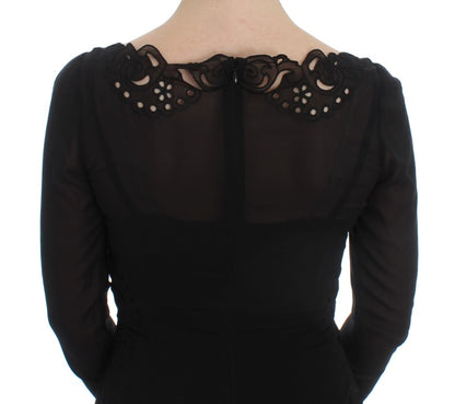 Dolce & Gabbana Schwarzes Seiden-Stretch-Etuikleid