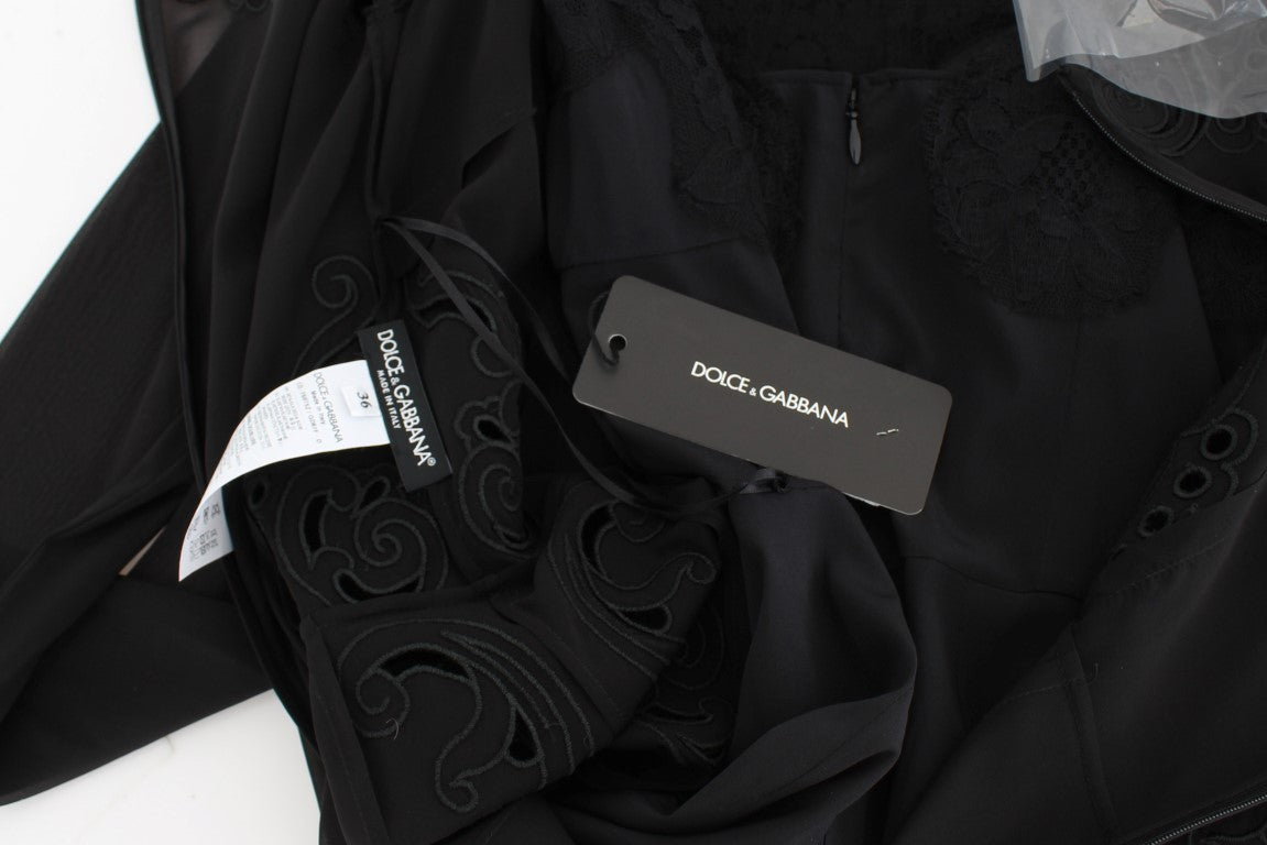 Dolce & Gabbana Schwarzes Seiden-Stretch-Etuikleid