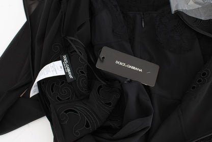 Dolce & Gabbana Schwarzes Seiden-Stretch-Etuikleid