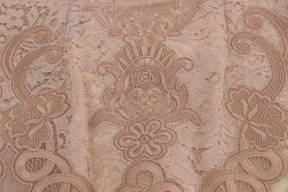 Dolce & Gabbana Rosa Seidenspitze Ricamo Etuikleid