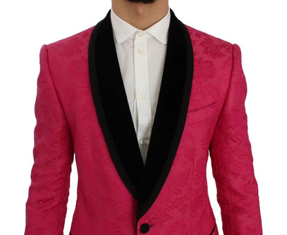Dolce & Gabbana Rosa Brokatjacke mit Blumenmuster und schmalem Blazer