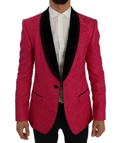 Dolce & Gabbana Rosa Brokatjacke mit Blumenmuster und schmalem Blazer