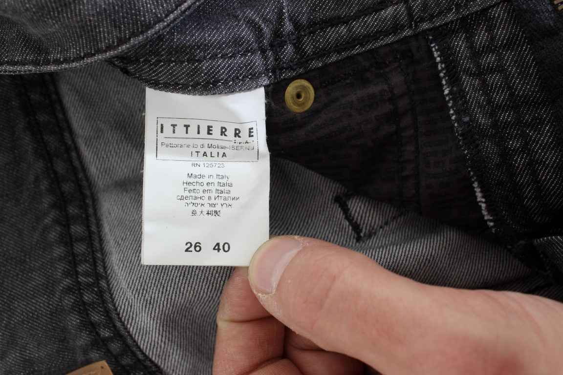 John Galliano Gray Cotton Wash Ripped Straight Fit Jeans
