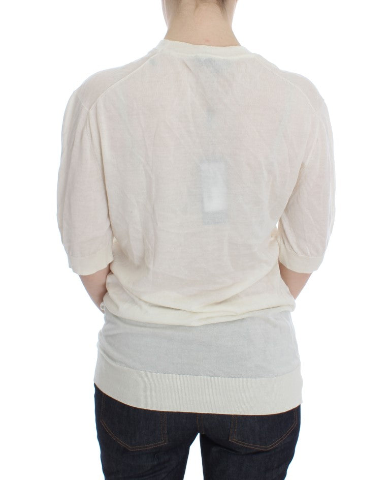 Dolce & Gabbana Weißer Pullover aus 100% Kaschmir