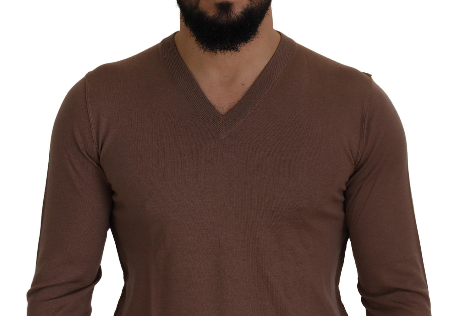 Dolce & Gabbana Brauner Pullover mit V-Ausschnitt aus Wolle für Männer
