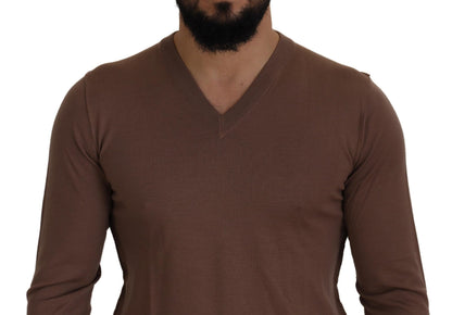 Dolce & Gabbana Brauner Pullover mit V-Ausschnitt aus Wolle für Männer