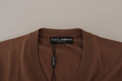 Dolce & Gabbana Brauner Pullover mit V-Ausschnitt aus Wolle für Männer