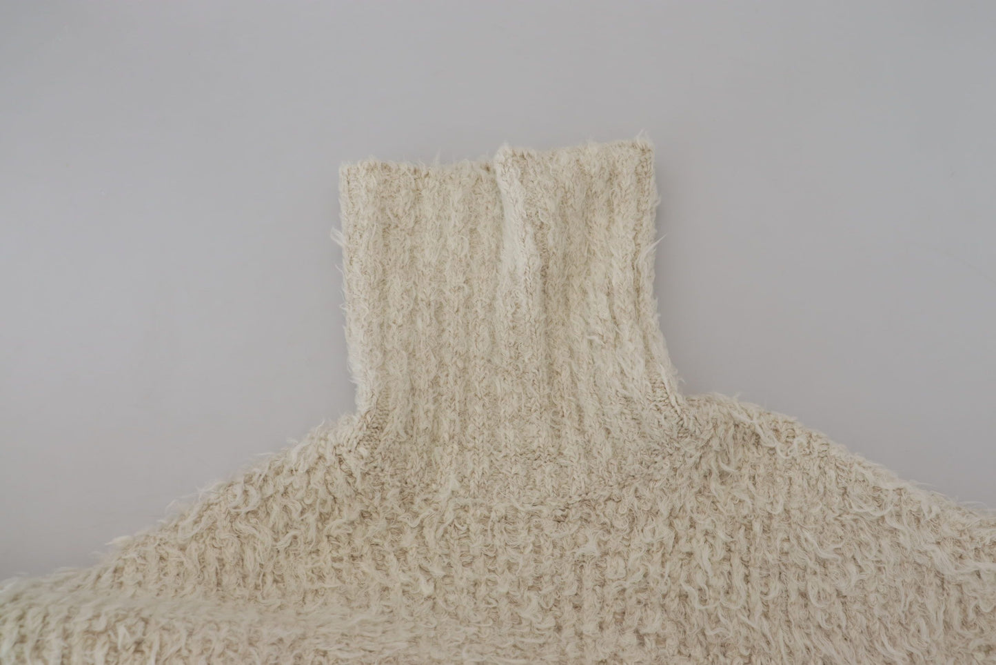 Dolce & Gabbana Rollkragenpullover aus cremefarbenem Wollstrick