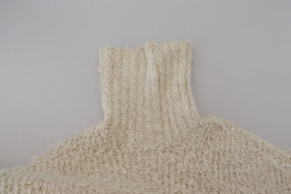 Dolce & Gabbana Rollkragenpullover aus cremefarbenem Wollstrick