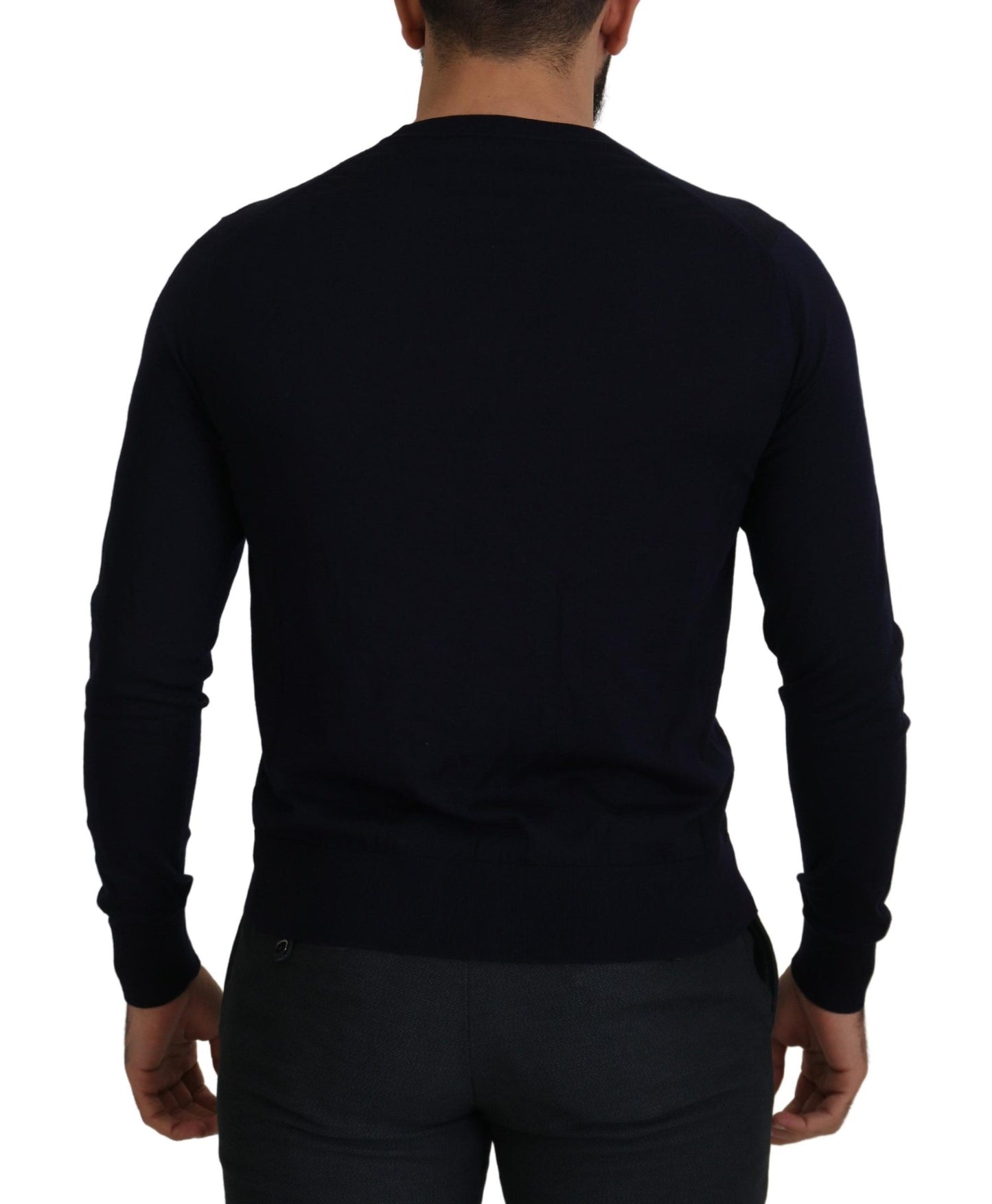 Dolce & Gabbana Blaue STAFF Daunen-Strickjacke aus Wolle