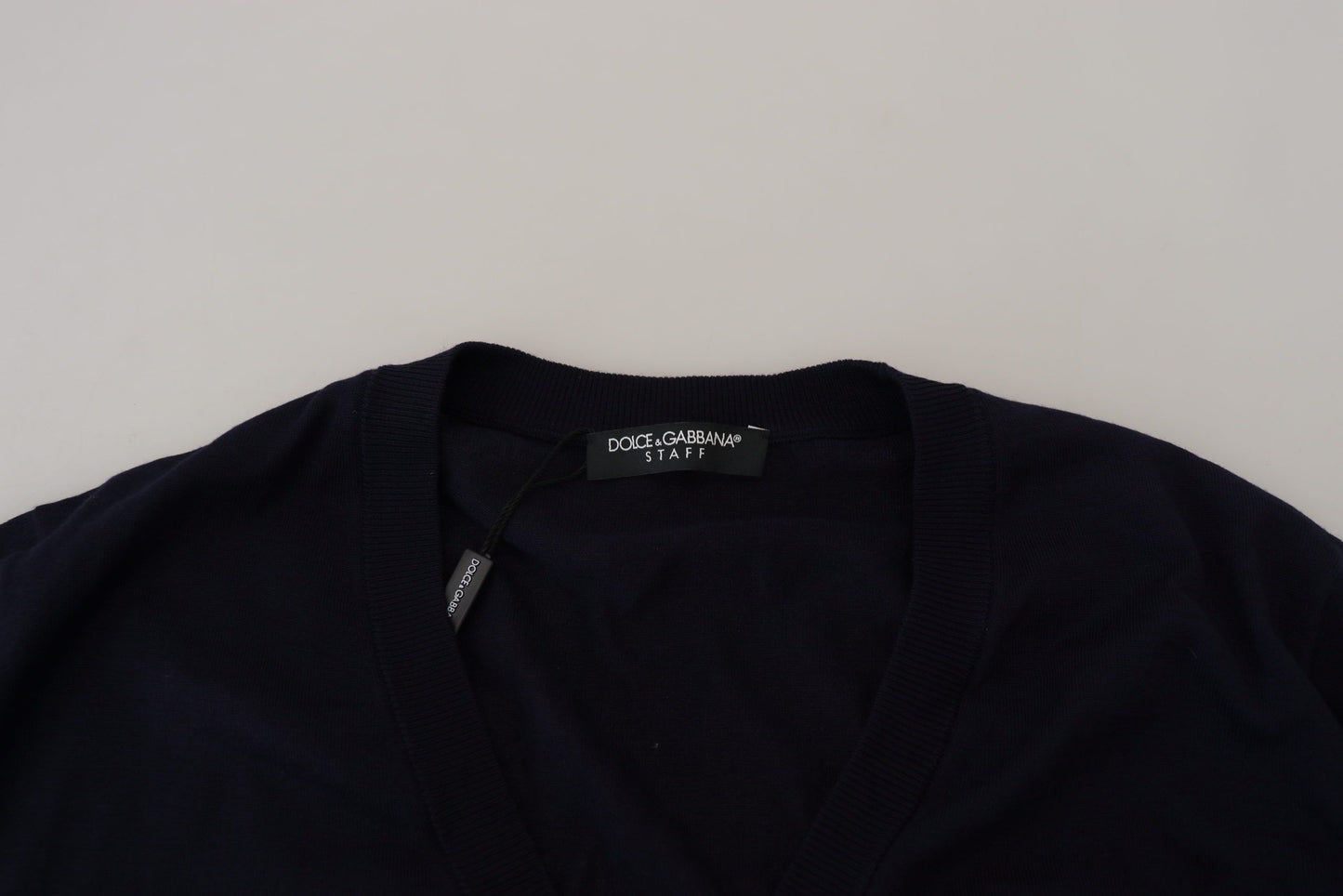 Dolce & Gabbana Blaue STAFF Daunen-Strickjacke aus Wolle