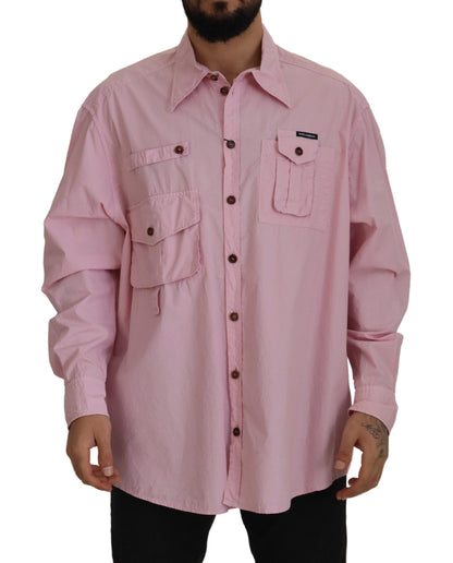 Dolce & Gabbana Rosa lässiges Button Down Hemd mit langen Ärmeln