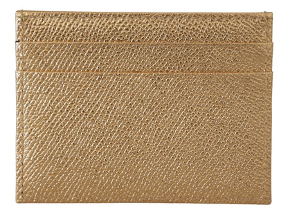 Dolce & Gabbana Goldfarbenes Leder #DGLovesLondon Damen Kartenhalter Etui Geldbörse