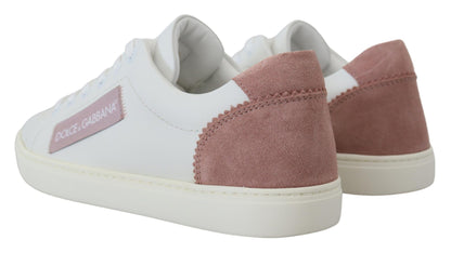 Dolce &amp; Gabbana Chic low-top leather sneakers in white and pink