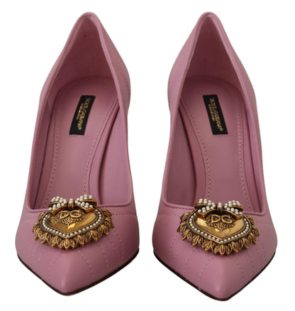 Dolce & Gabbana Rosa Leder Herz DEVOTION Heels Pumps Schuhe