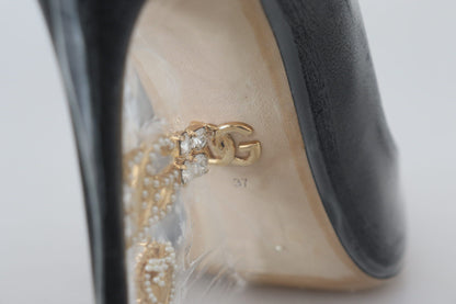 Dolce & Gabbana Schwarze Lederabsätze Pumps Kunststoffummantelte Schuhe